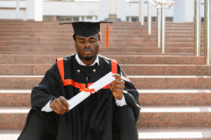 Graduate contemplating