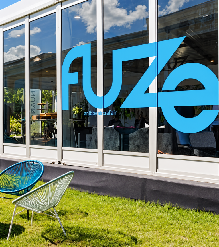 Glass Facade with Blue FUZE Logo-2