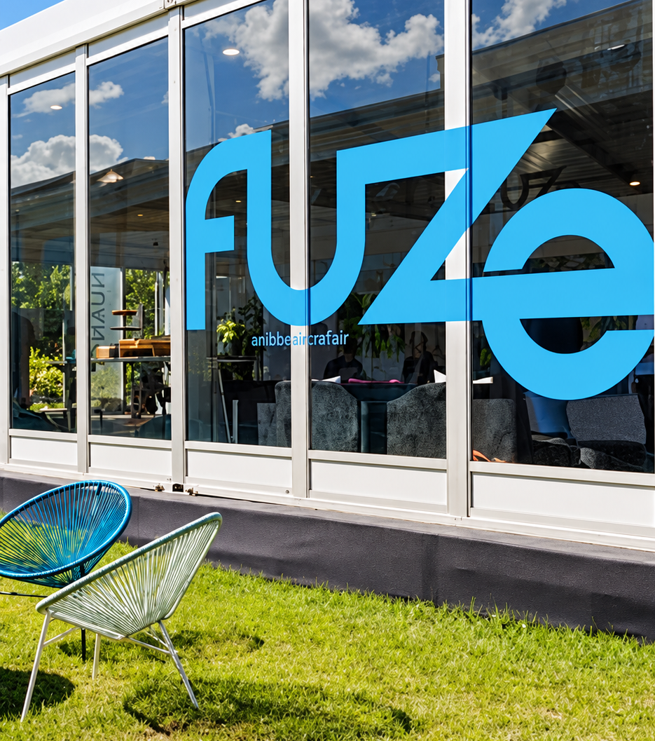 Glass Facade with Blue FUZE Logo-2